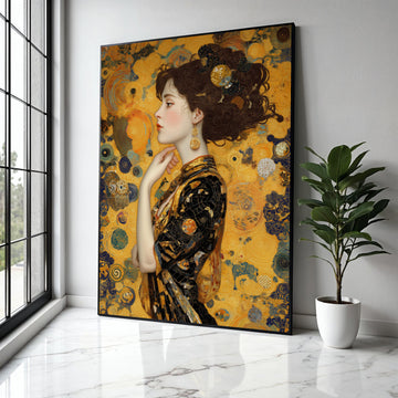 Elegant Woman Profile Canvas, Gold Abstract Swirls Wall Art, Modern Portrait Canvas, Decorative Female Artwork, Gift Art, Home Decor, Print