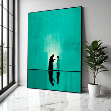 Spiritual Guidance Jesus and Child Silhouette Canvas, Religious Wall Art, Christian Faith Decor, Inspirational Gift Art, Home Decor, Print