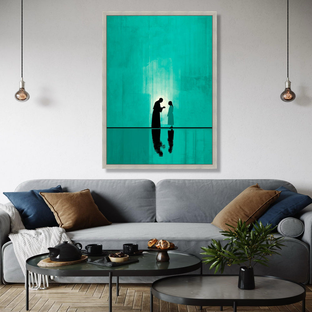 Spiritual Guidance Jesus and Child Silhouette Canvas, Religious Wall Art, Christian Faith Decor, Inspirational Gift Art, Home Decor, Print