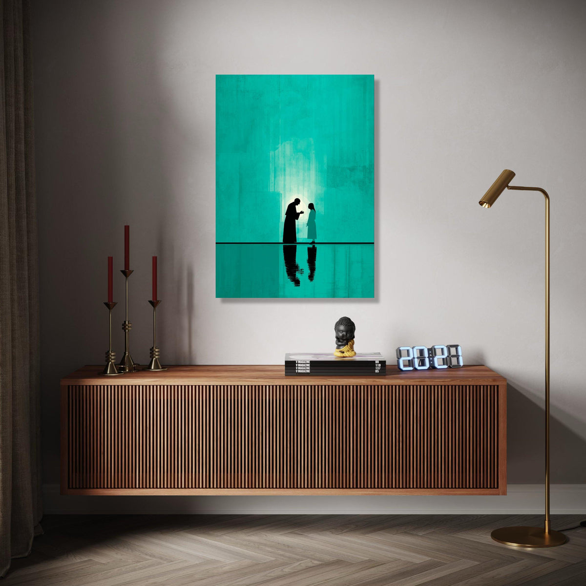 Spiritual Guidance Jesus and Child Silhouette Canvas, Religious Wall Art, Christian Faith Decor, Inspirational Gift Art, Home Decor, Print