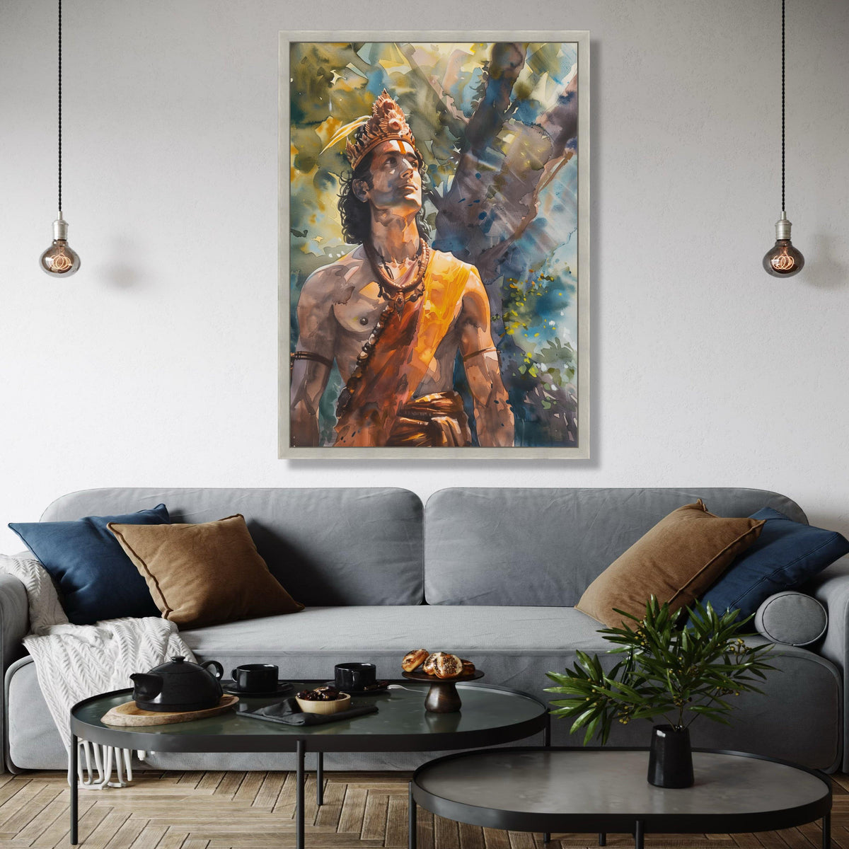 Mythical Warrior Portrait Canvas, Indian God Artwork, Spiritual Wall Art, Ethnic Decorative Canvas, Tribal Gift Art, Home Decor, Print