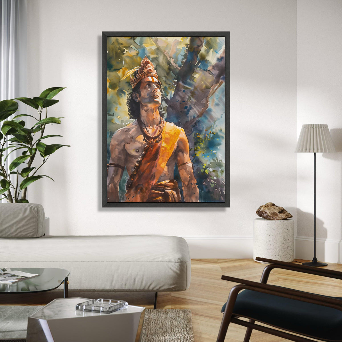 Mythical Warrior Portrait Canvas, Indian God Artwork, Spiritual Wall Art, Ethnic Decorative Canvas, Tribal Gift Art, Home Decor, Print