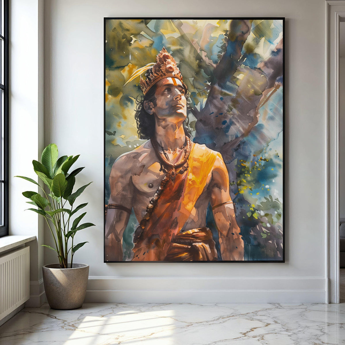 Mythical Warrior Portrait Canvas, Indian God Artwork, Spiritual Wall Art, Ethnic Decorative Canvas, Tribal Gift Art, Home Decor, Print