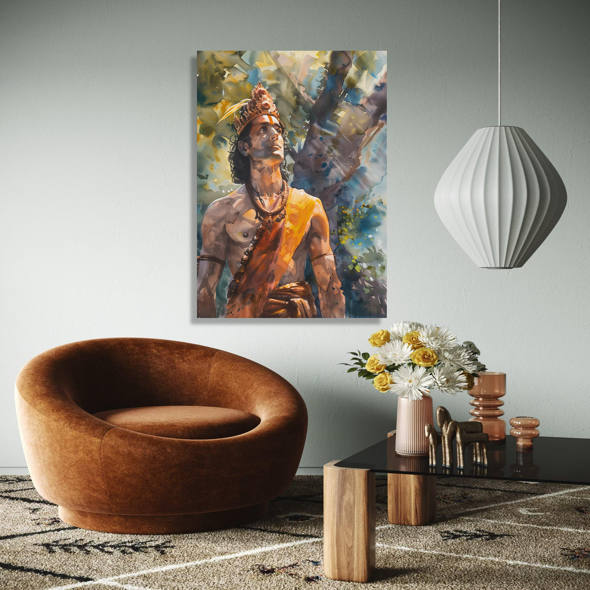 Mythical Warrior Portrait Canvas, Indian God Artwork, Spiritual Wall Art, Ethnic Decorative Canvas, Tribal Gift Art, Home Decor, Print