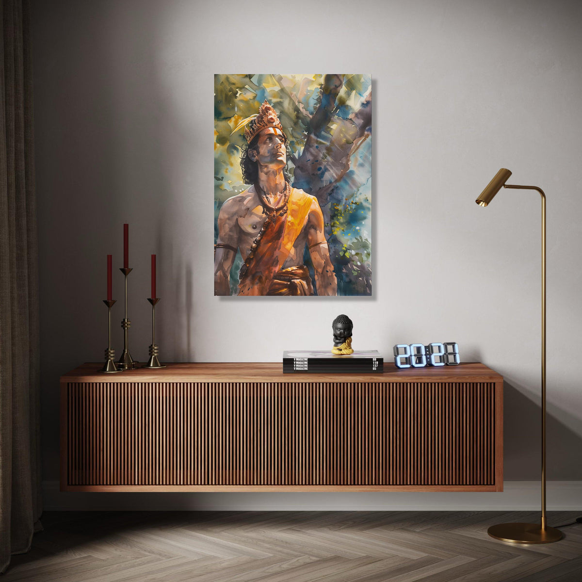 Mythical Warrior Portrait Canvas, Indian God Artwork, Spiritual Wall Art, Ethnic Decorative Canvas, Tribal Gift Art, Home Decor, Print
