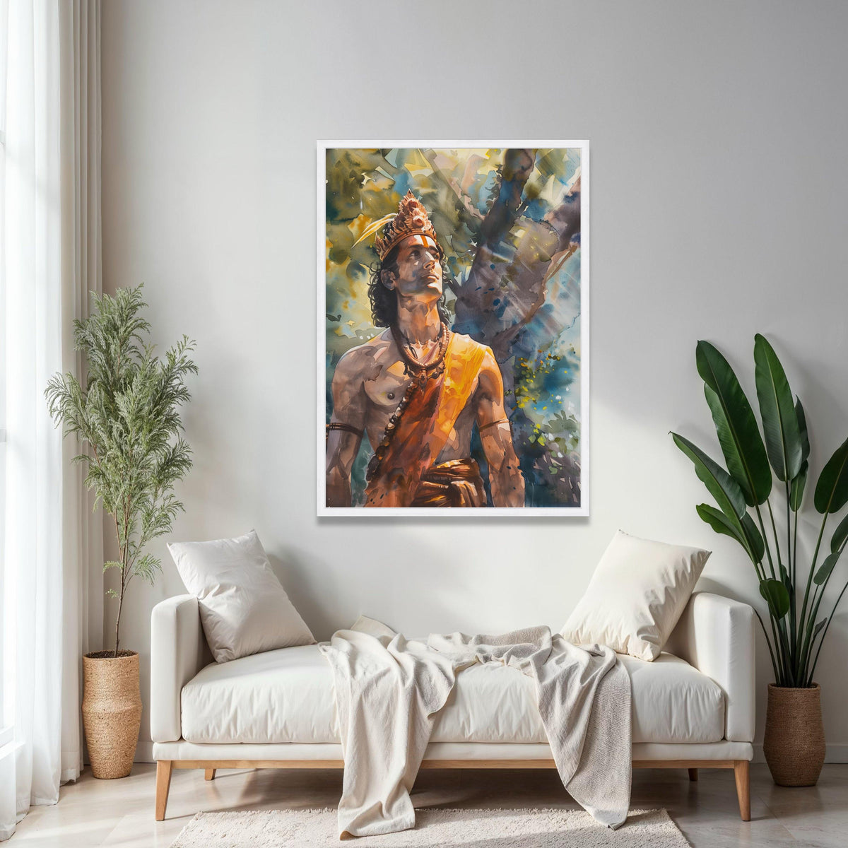 Mythical Warrior Portrait Canvas, Indian God Artwork, Spiritual Wall Art, Ethnic Decorative Canvas, Tribal Gift Art, Home Decor, Print