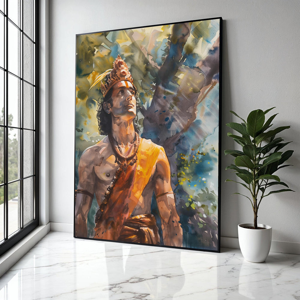 Mythical Warrior Portrait Canvas, Indian God Artwork, Spiritual Wall Art, Ethnic Decorative Canvas, Tribal Gift Art, Home Decor, Print