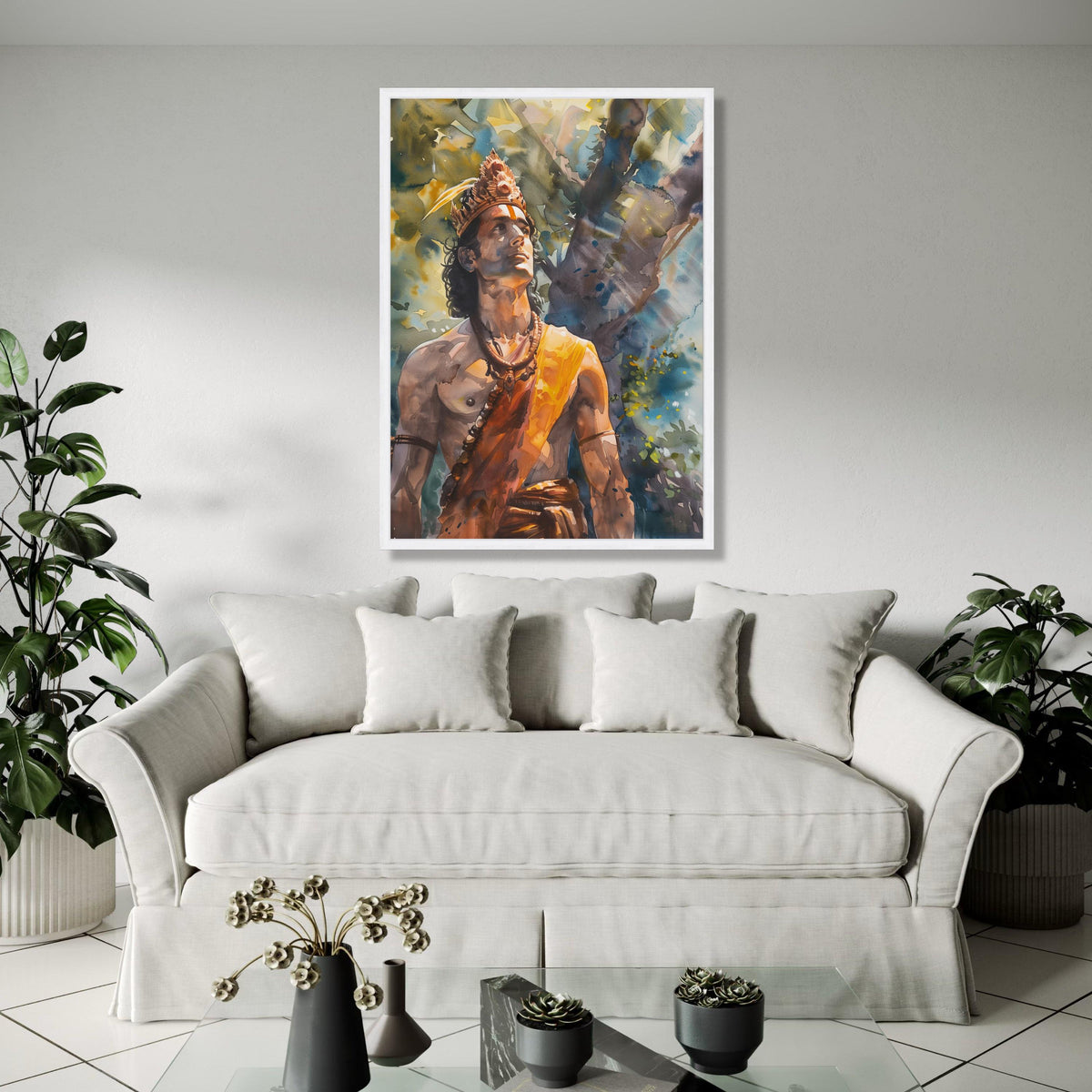 Mythical Warrior Portrait Canvas, Indian God Artwork, Spiritual Wall Art, Ethnic Decorative Canvas, Tribal Gift Art, Home Decor, Print