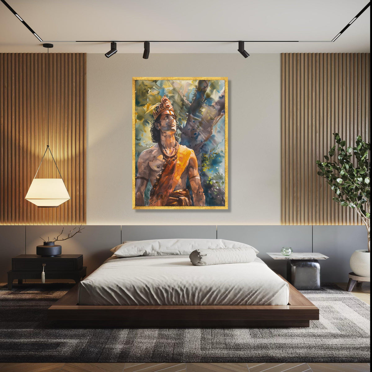 Mythical Warrior Portrait Canvas, Indian God Artwork, Spiritual Wall Art, Ethnic Decorative Canvas, Tribal Gift Art, Home Decor, Print