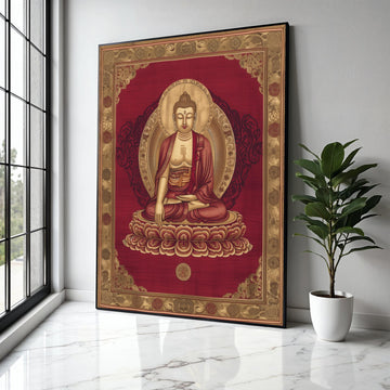 Meditative Buddha Canvas Wall Art, Spiritual Zen Decoration, Lotus Mandala Painting, Asian Inspired Home Decor, Gift Art, Home Decor, Print