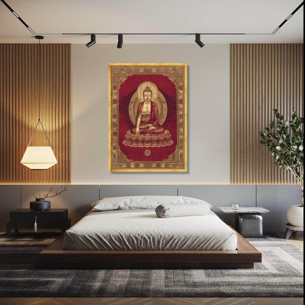 Meditative Buddha Canvas Wall Art, Spiritual Zen Decoration, Lotus Mandala Painting, Asian Inspired Home Decor, Gift Art, Home Decor, Print