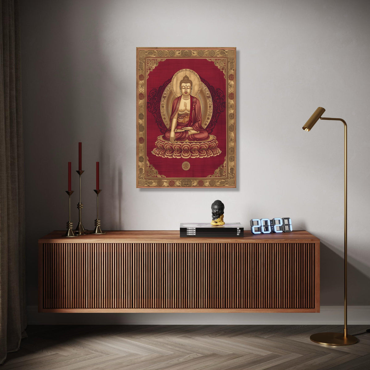 Meditative Buddha Canvas Wall Art, Spiritual Zen Decoration, Lotus Mandala Painting, Asian Inspired Home Decor, Gift Art, Home Decor, Print