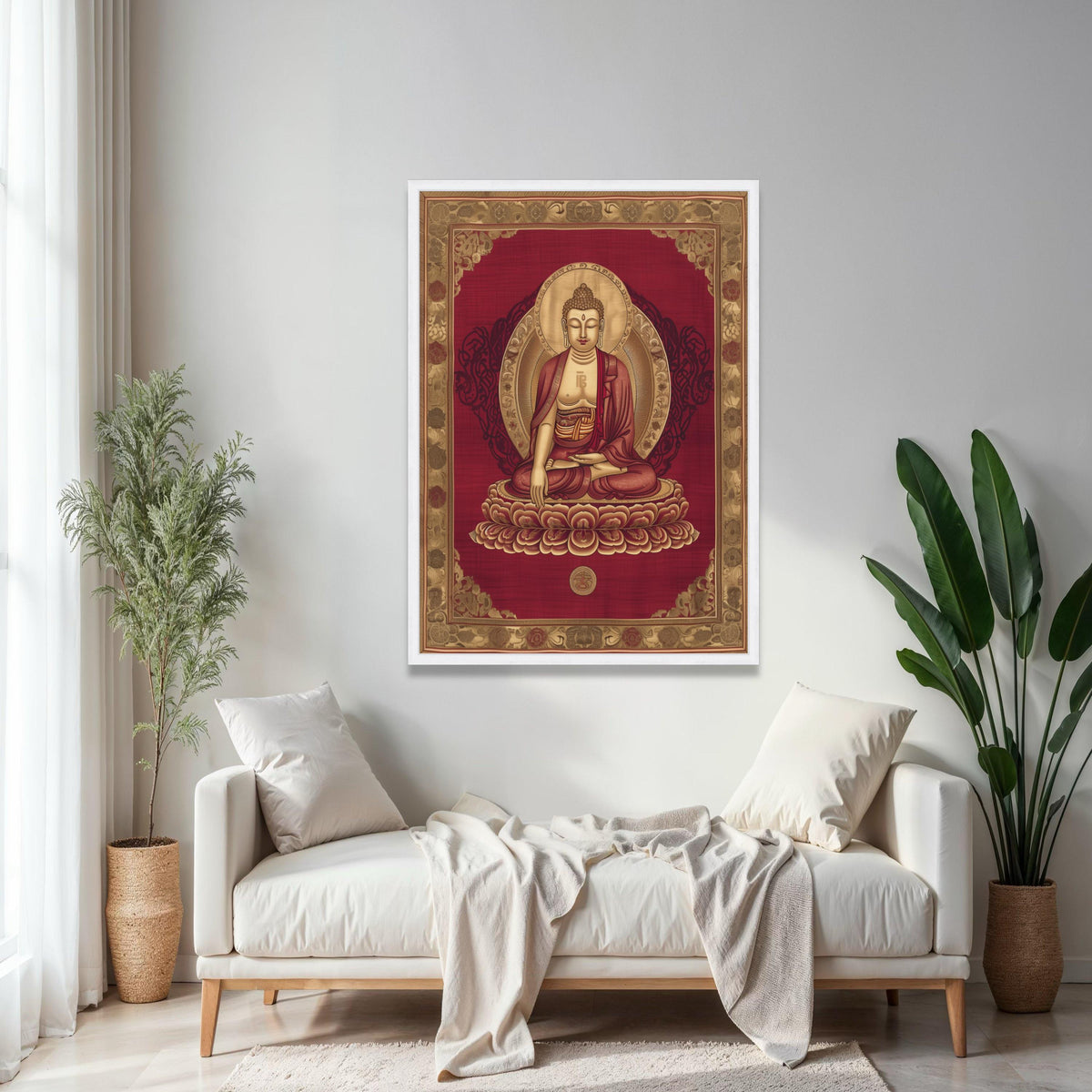 Meditative Buddha Canvas Wall Art, Spiritual Zen Decoration, Lotus Mandala Painting, Asian Inspired Home Decor, Gift Art, Home Decor, Print