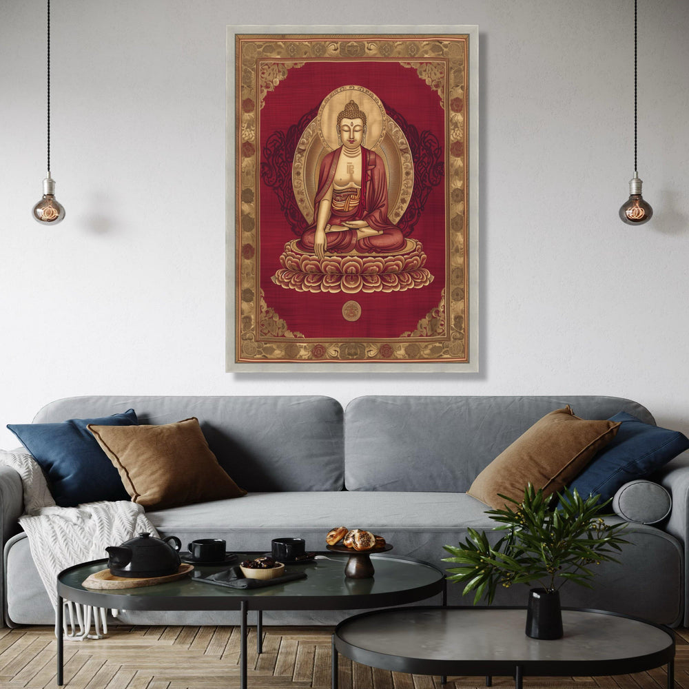 Meditative Buddha Canvas Wall Art, Spiritual Zen Decoration, Lotus Mandala Painting, Asian Inspired Home Decor, Gift Art, Home Decor, Print