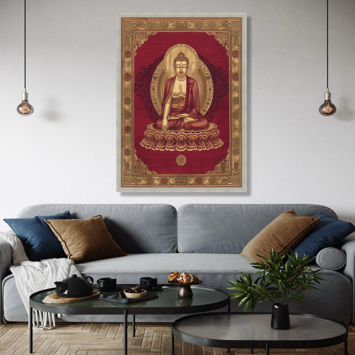 Meditative Buddha Canvas Wall Art, Spiritual Zen Decoration, Lotus Mandala Painting, Asian Inspired Home Decor, Gift Art, Home Decor, Print