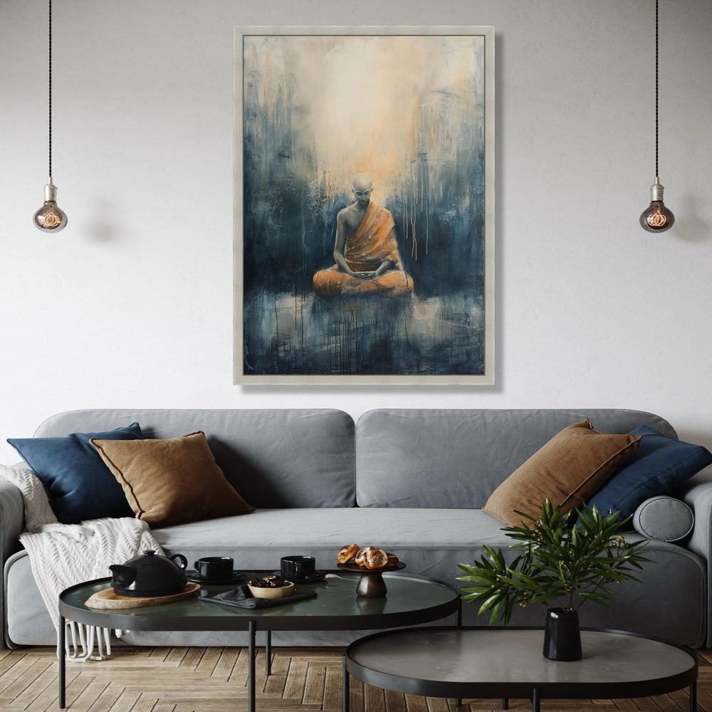 Meditative Monk Canvas Wall Art, Spiritual Yoga Decor, Abstract Calm Painting, Zen Home Decoration, Modern Gift Art, Home Decor, Print