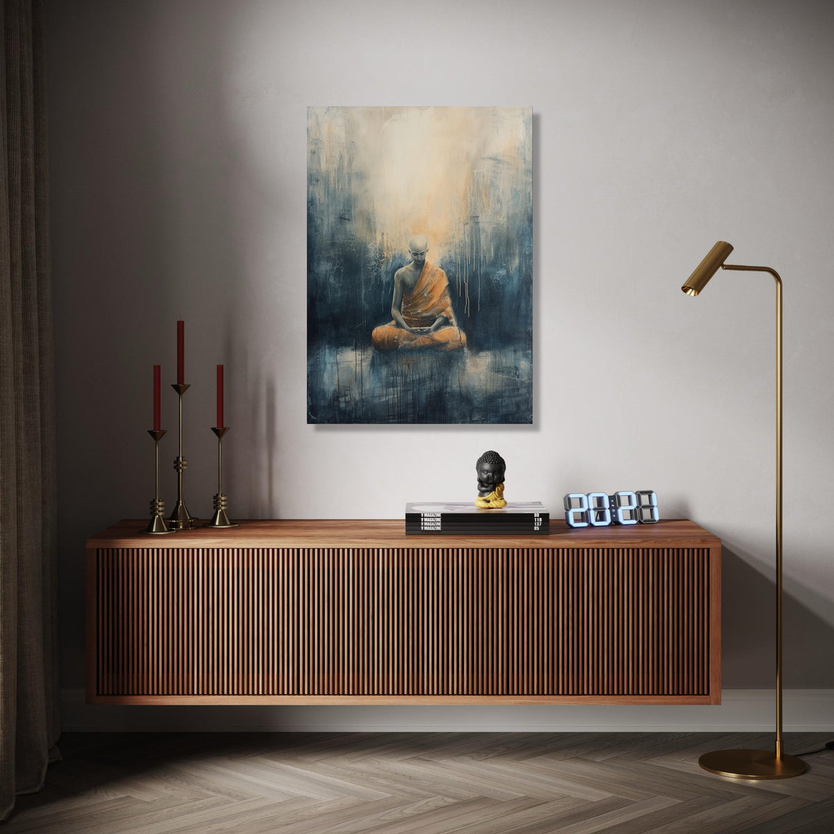 Meditative Monk Canvas Wall Art, Spiritual Yoga Decor, Abstract Calm Painting, Zen Home Decoration, Modern Gift Art, Home Decor, Print