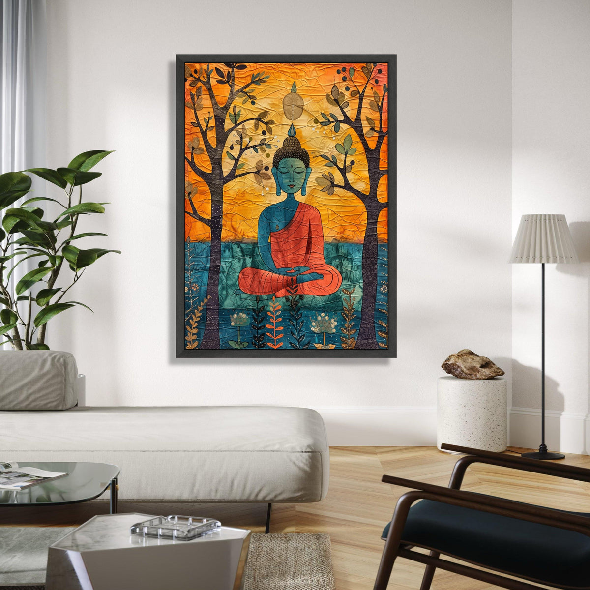 Meditating Buddha Canvas Wall Art, Spiritual Zen Decor, Abstract Buddha Painting, Tranquil Home Decoration, Gift Art, Home Decor, Print