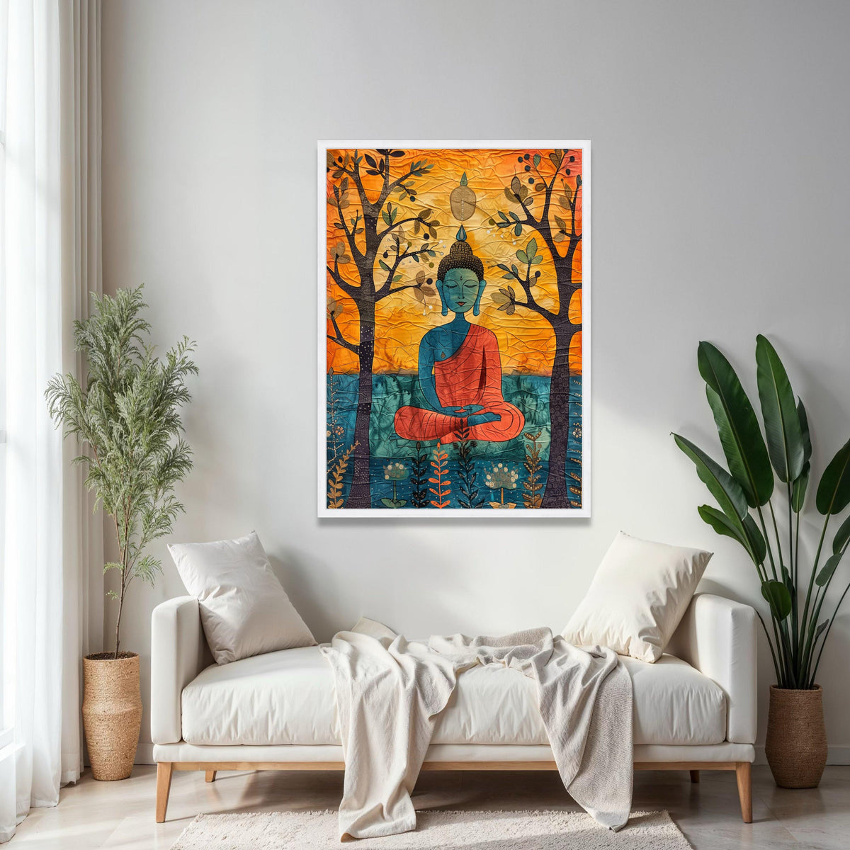 Meditating Buddha Canvas Wall Art, Spiritual Zen Decor, Abstract Buddha Painting, Tranquil Home Decoration, Gift Art, Home Decor, Print