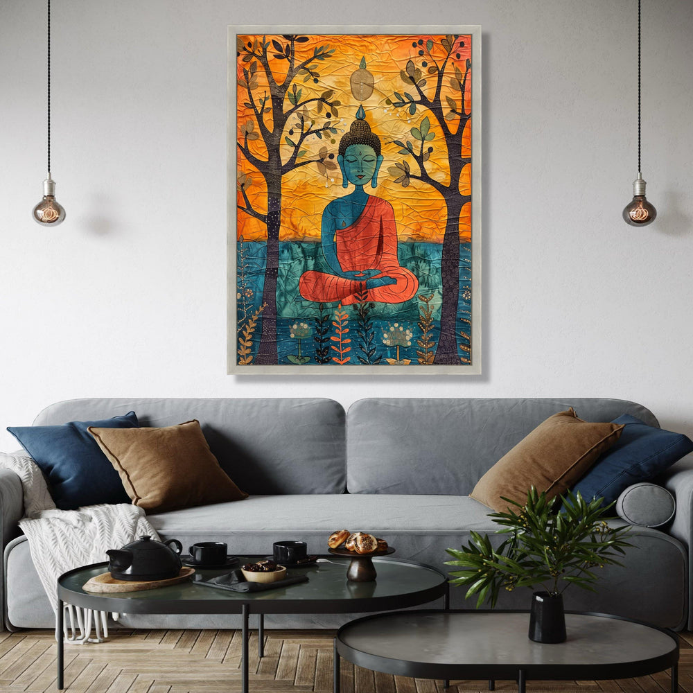 Meditating Buddha Canvas Wall Art, Spiritual Zen Decor, Abstract Buddha Painting, Tranquil Home Decoration, Gift Art, Home Decor, Print