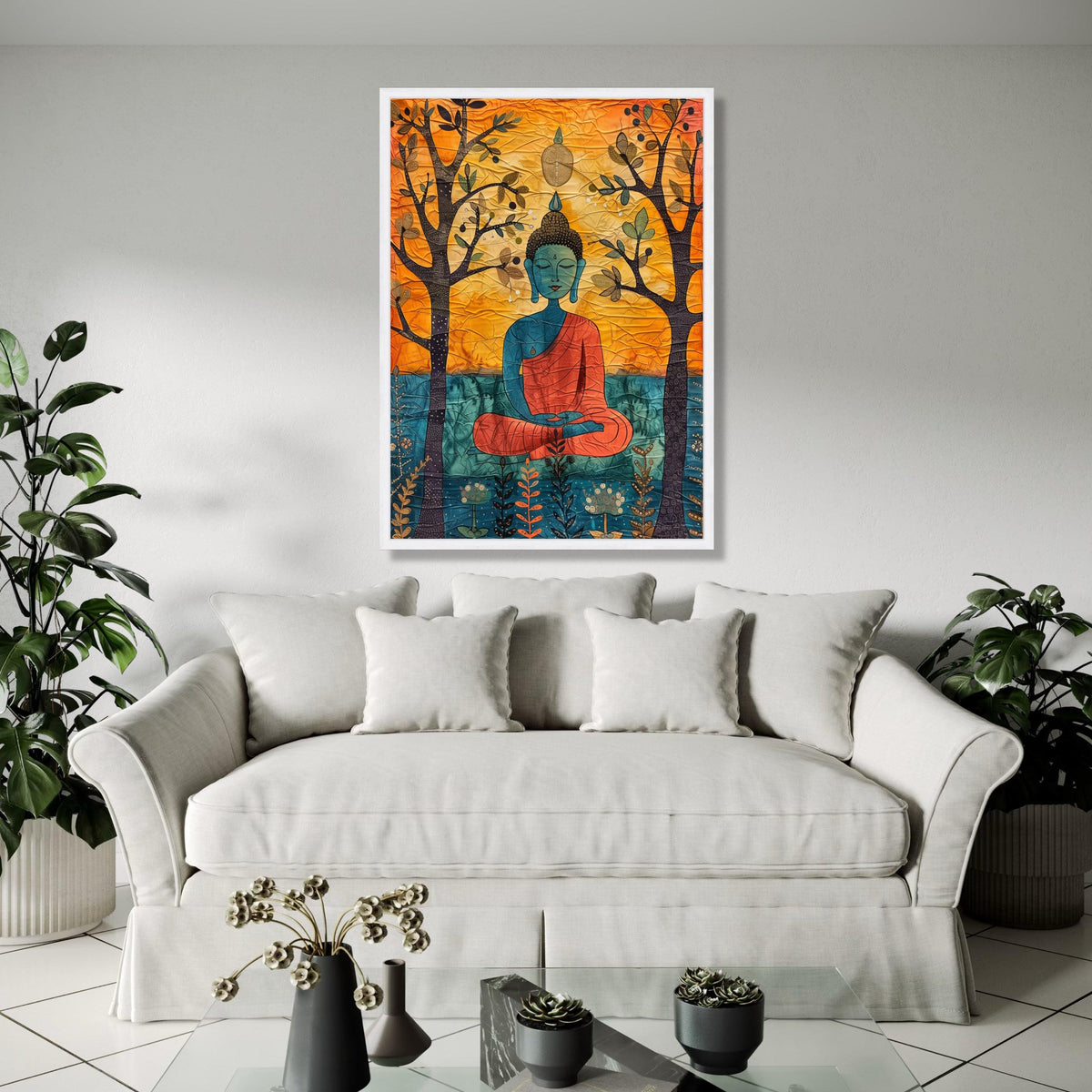 Meditating Buddha Canvas Wall Art, Spiritual Zen Decor, Abstract Buddha Painting, Tranquil Home Decoration, Gift Art, Home Decor, Print