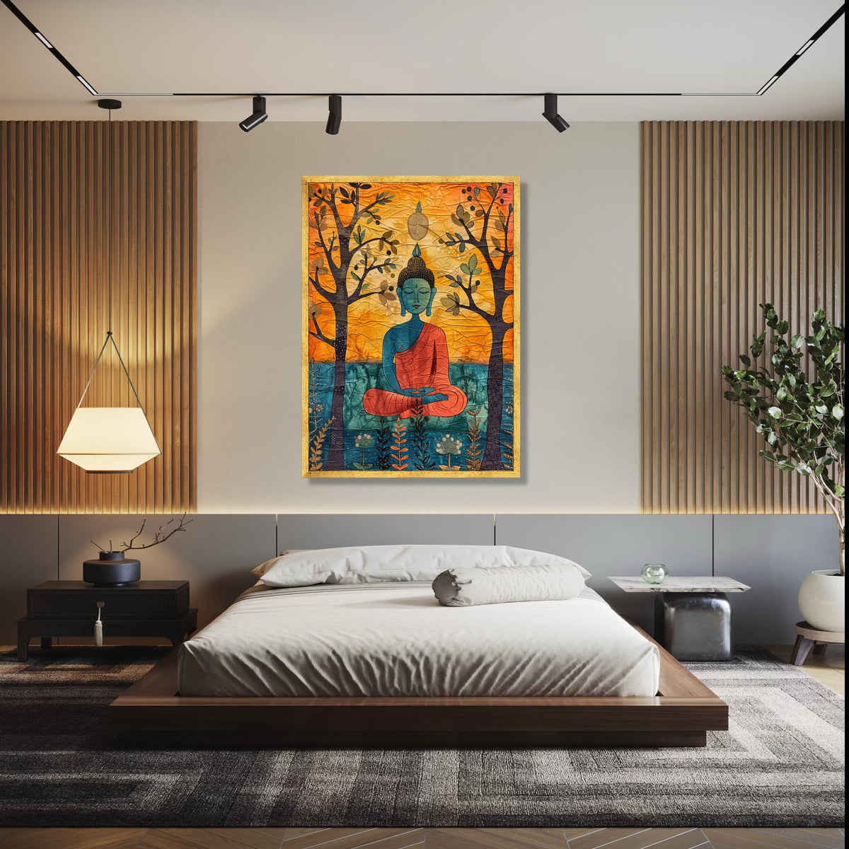 Meditating Buddha Canvas Wall Art, Spiritual Zen Decor, Abstract Buddha Painting, Tranquil Home Decoration, Gift Art, Home Decor, Print