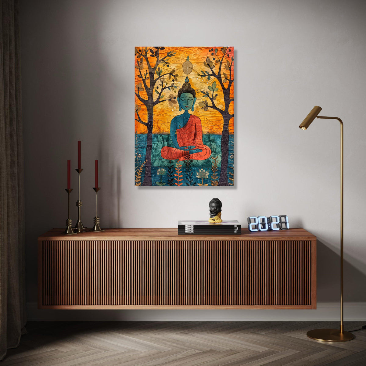 Meditating Buddha Canvas Wall Art, Spiritual Zen Decor, Abstract Buddha Painting, Tranquil Home Decoration, Gift Art, Home Decor, Print