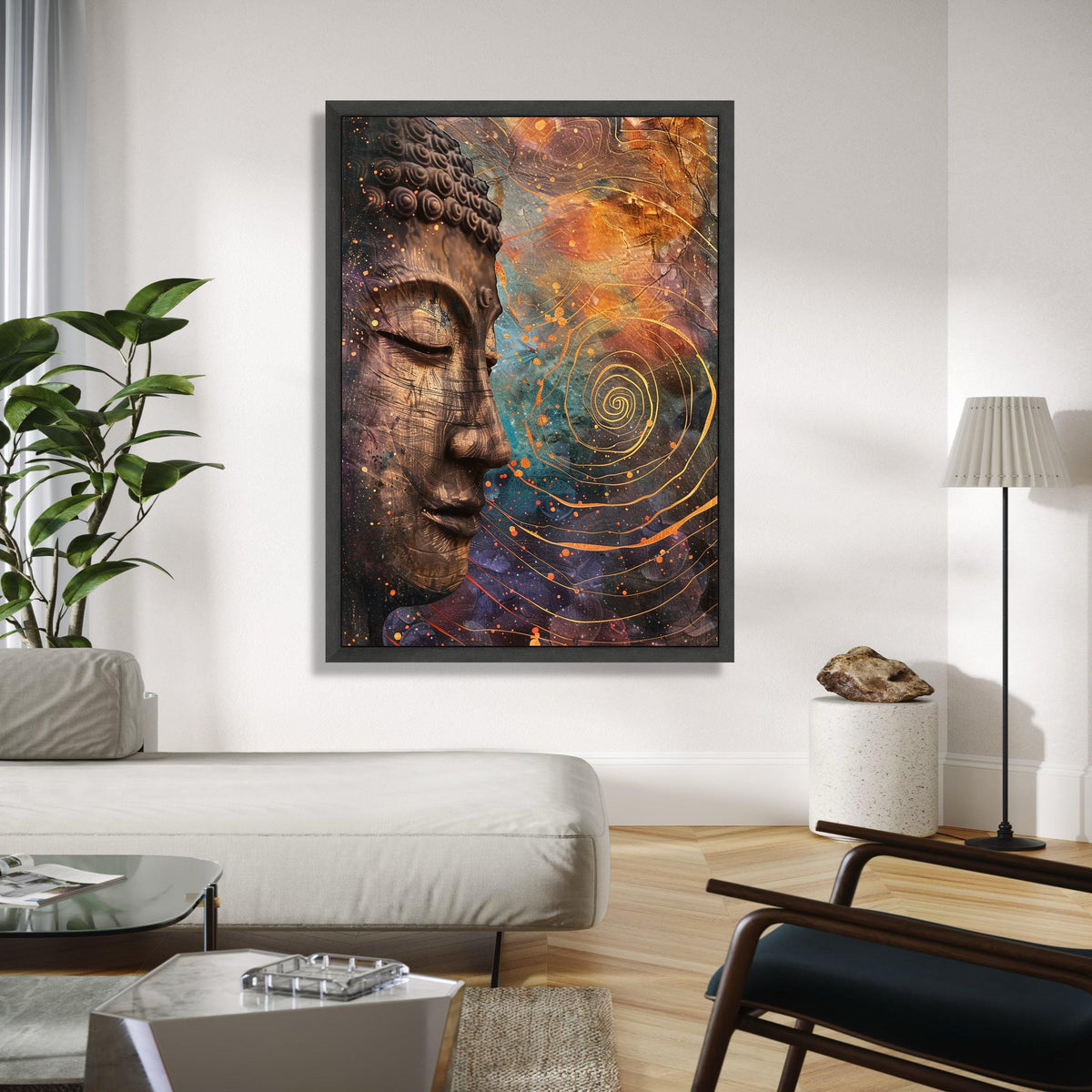 Tranquil Buddha Face Canvas, Abstract Spiritual Wall Art, Meditation Home Decor, Zen Art Print, Peaceful Canvas Gift Art, Home Decor, Print