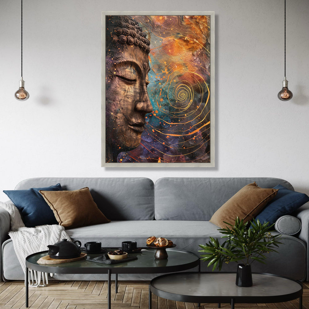 Tranquil Buddha Face Canvas, Abstract Spiritual Wall Art, Meditation Home Decor, Zen Art Print, Peaceful Canvas Gift Art, Home Decor, Print