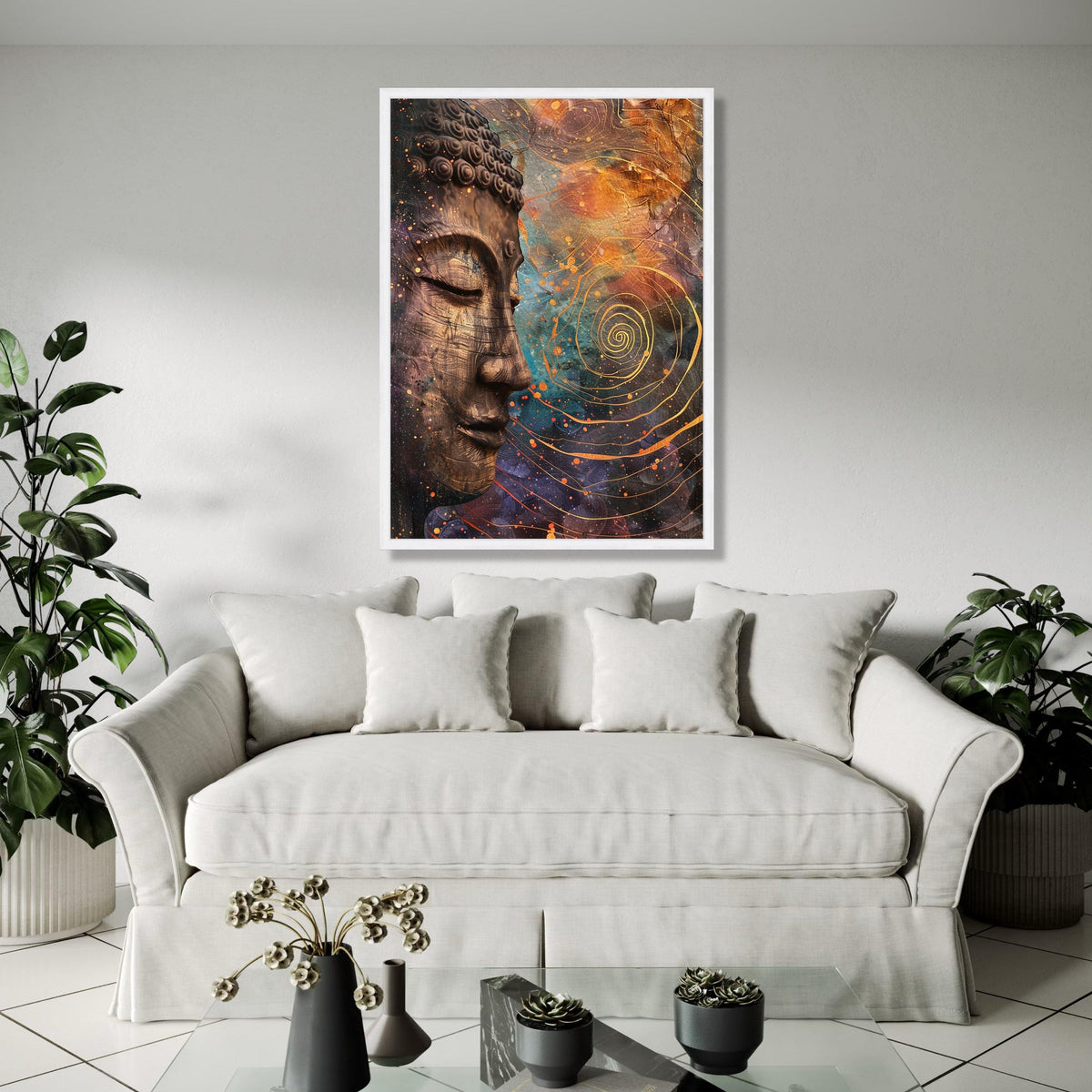 Tranquil Buddha Face Canvas, Abstract Spiritual Wall Art, Meditation Home Decor, Zen Art Print, Peaceful Canvas Gift Art, Home Decor, Print