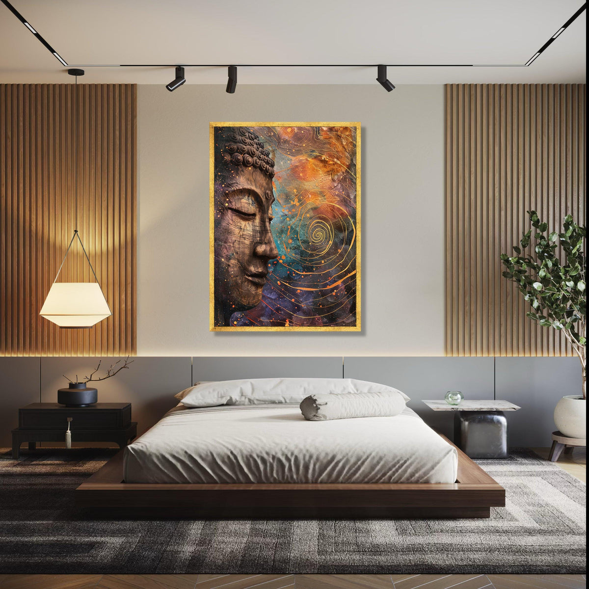 Tranquil Buddha Face Canvas, Abstract Spiritual Wall Art, Meditation Home Decor, Zen Art Print, Peaceful Canvas Gift Art, Home Decor, Print