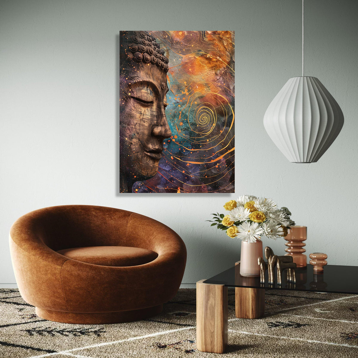 Tranquil Buddha Face Canvas, Abstract Spiritual Wall Art, Meditation Home Decor, Zen Art Print, Peaceful Canvas Gift Art, Home Decor, Print