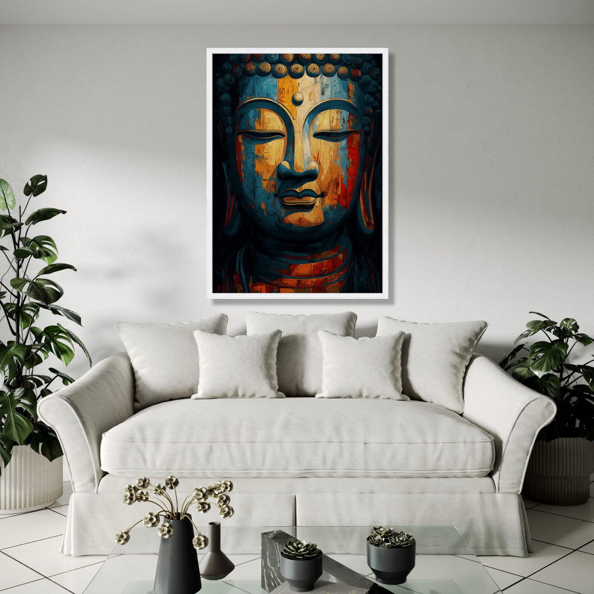 Tranquil Buddha Face Canvas, Abstract Meditation Wall Art, Spiritual Home Decor, Colorful Buddha Painting, Zen Gift Art, Home Decor, Print