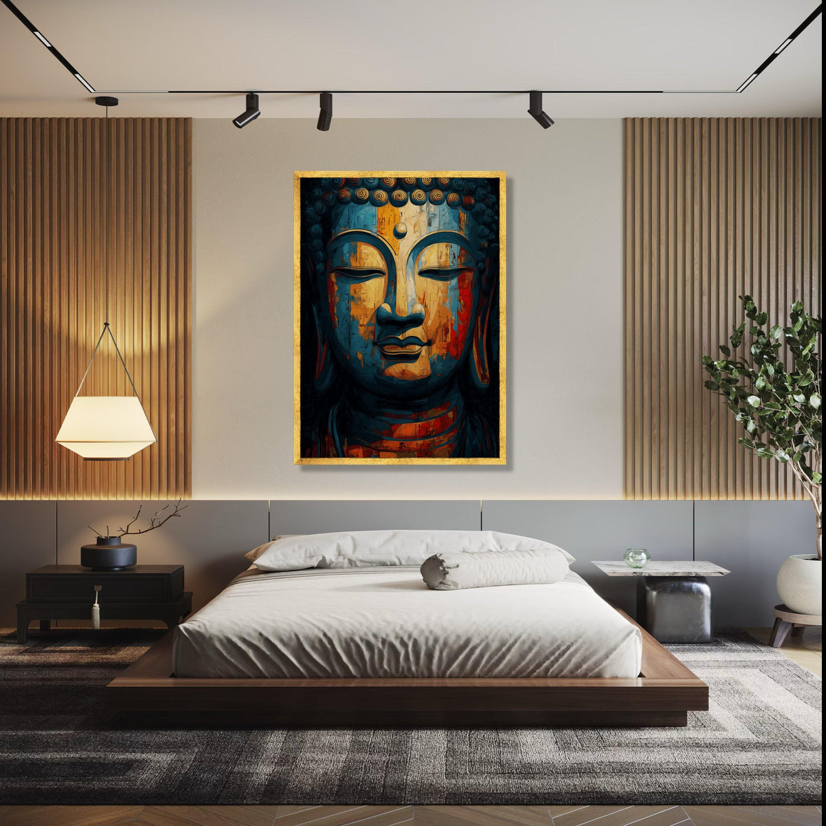 Tranquil Buddha Face Canvas, Abstract Meditation Wall Art, Spiritual Home Decor, Colorful Buddha Painting, Zen Gift Art, Home Decor, Print