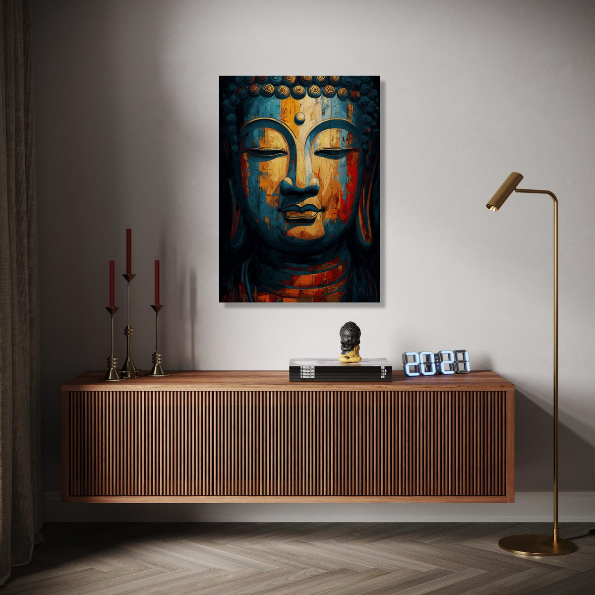 Tranquil Buddha Face Canvas, Abstract Meditation Wall Art, Spiritual Home Decor, Colorful Buddha Painting, Zen Gift Art, Home Decor, Print