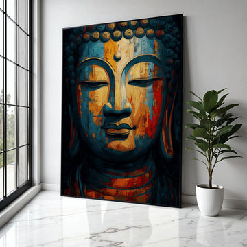 Tranquil Buddha Face Canvas, Abstract Meditation Wall Art, Spiritual Home Decor, Colorful Buddha Painting, Zen Gift Art, Home Decor, Print