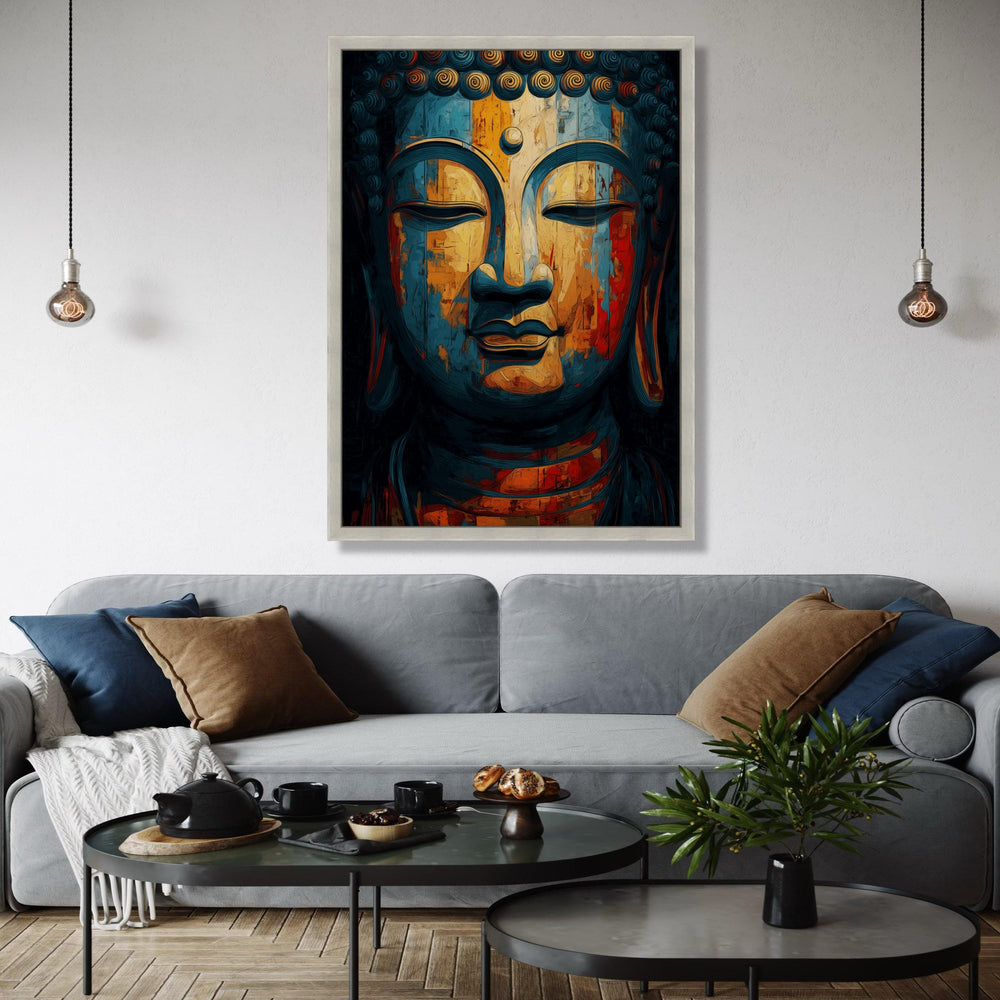 Tranquil Buddha Face Canvas, Abstract Meditation Wall Art, Spiritual Home Decor, Colorful Buddha Painting, Zen Gift Art, Home Decor, Print