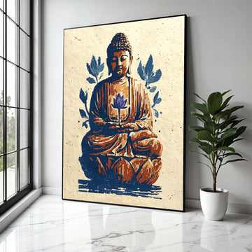 Meditating Buddha Canvas Wall Art, Lotus Flower Art Print, Spiritual Home Decor, Zen Meditation Canvas, Tranquil Gift Art, Home Decor, Print
