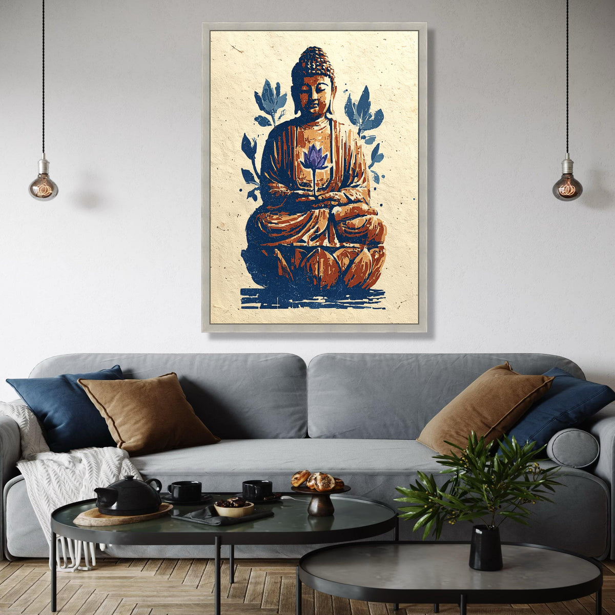 Meditating Buddha Canvas Wall Art, Lotus Flower Art Print, Spiritual Home Decor, Zen Meditation Canvas, Tranquil Gift Art, Home Decor, Print