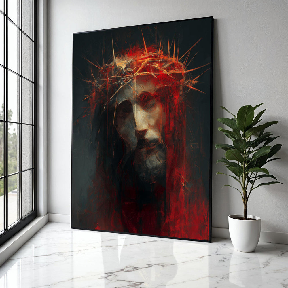 Jesus with Crown of Thorns Canvas Wall Art, Religious Christian Canvas, Spiritual Home Decor, Inspirational Gift Art, Home Decor, Print