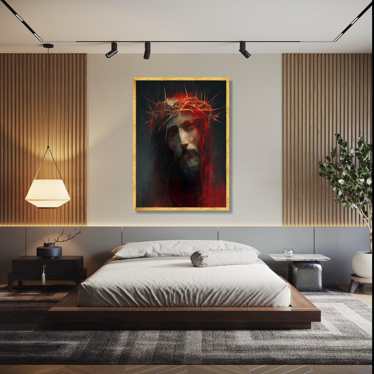Jesus with Crown of Thorns Canvas Wall Art, Religious Christian Canvas, Spiritual Home Decor, Inspirational Gift Art, Home Decor, Print