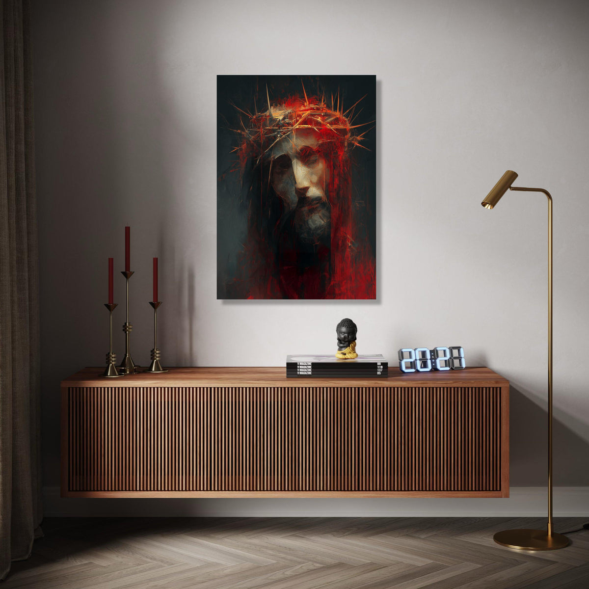 Jesus with Crown of Thorns Canvas Wall Art, Religious Christian Canvas, Spiritual Home Decor, Inspirational Gift Art, Home Decor, Print