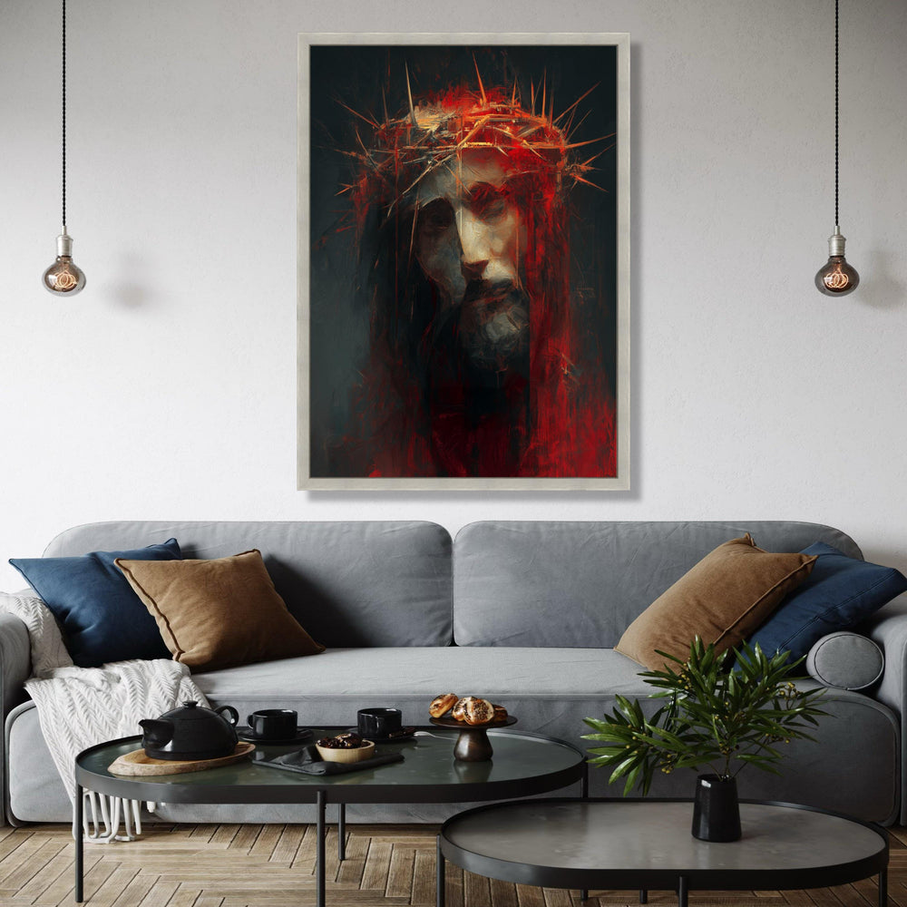 Jesus with Crown of Thorns Canvas Wall Art, Religious Christian Canvas, Spiritual Home Decor, Inspirational Gift Art, Home Decor, Print