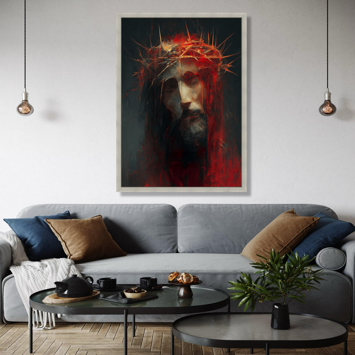 Jesus with Crown of Thorns Canvas Wall Art, Religious Christian Canvas, Spiritual Home Decor, Inspirational Gift Art, Home Decor, Print