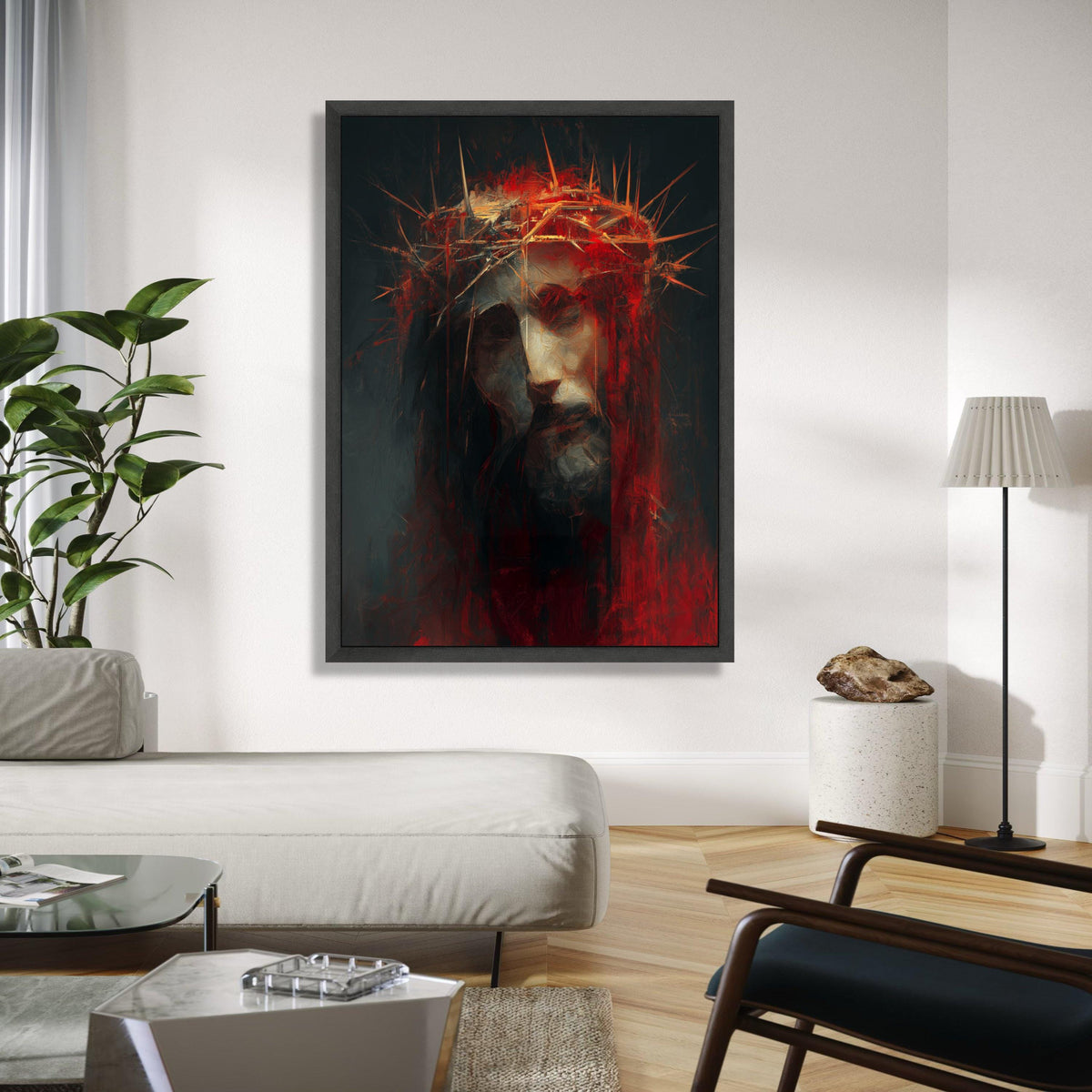 Jesus with Crown of Thorns Canvas Wall Art, Religious Christian Canvas, Spiritual Home Decor, Inspirational Gift Art, Home Decor, Print