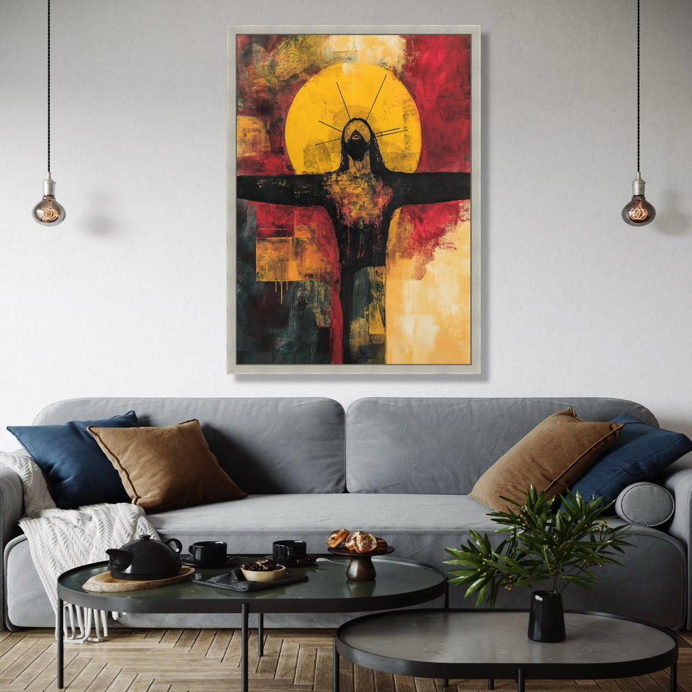 Abstract Religious Canvas Wall Art, Modern Crucifixion Painting, Spiritual Home Decor, Dramatic Expressionist Gift Art, Home Decor, Print