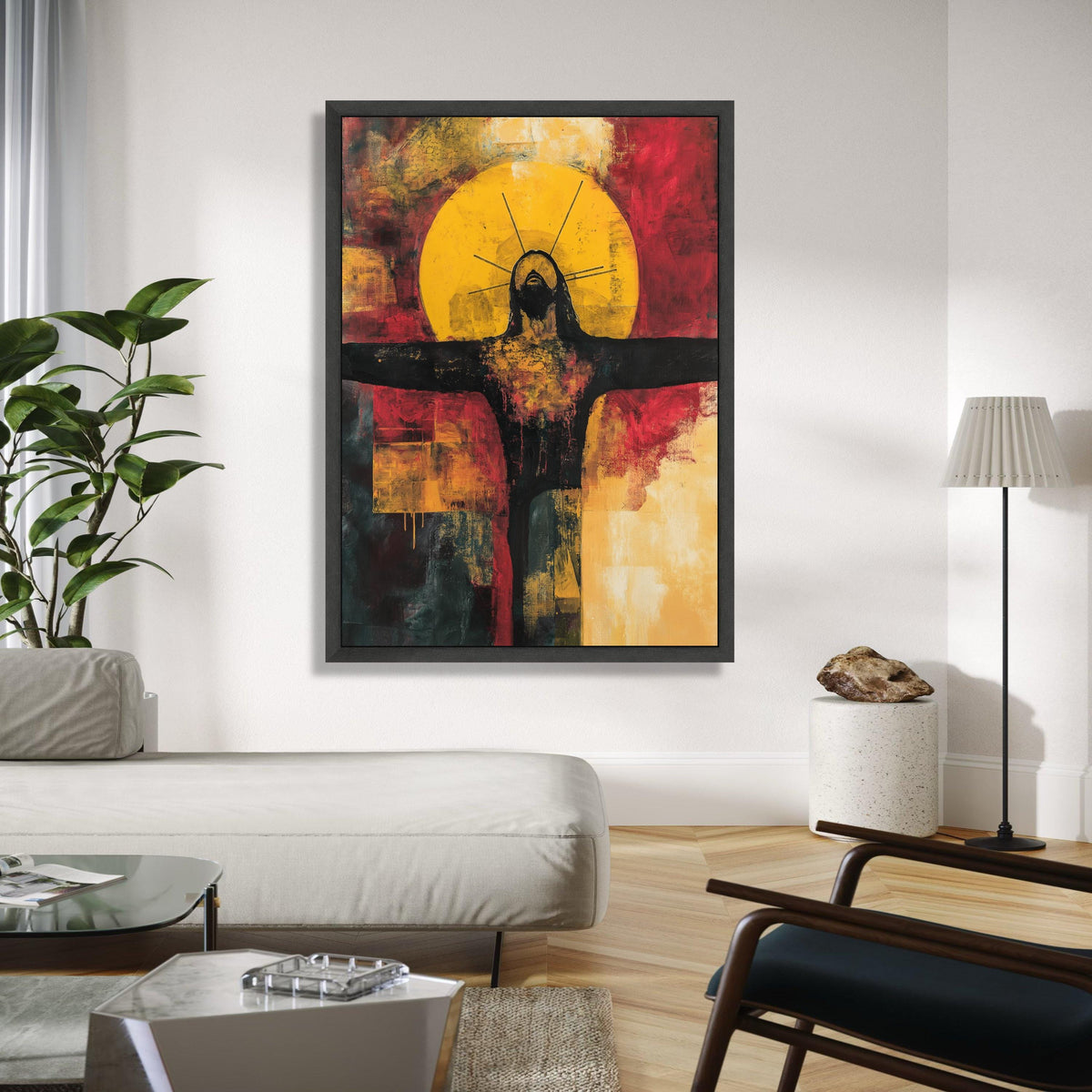 Abstract Religious Canvas Wall Art, Modern Crucifixion Painting, Spiritual Home Decor, Dramatic Expressionist Gift Art, Home Decor, Print