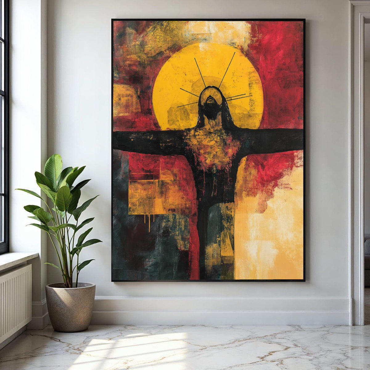 Abstract Religious Canvas Wall Art, Modern Crucifixion Painting, Spiritual Home Decor, Dramatic Expressionist Gift Art, Home Decor, Print