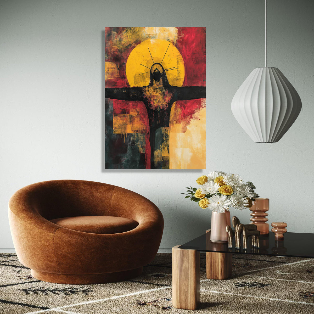 Abstract Religious Canvas Wall Art, Modern Crucifixion Painting, Spiritual Home Decor, Dramatic Expressionist Gift Art, Home Decor, Print