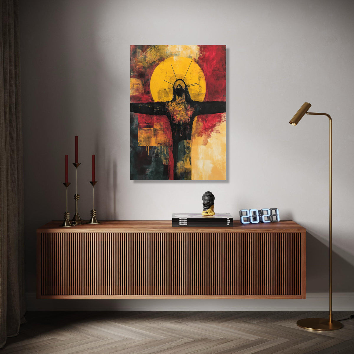 Abstract Religious Canvas Wall Art, Modern Crucifixion Painting, Spiritual Home Decor, Dramatic Expressionist Gift Art, Home Decor, Print